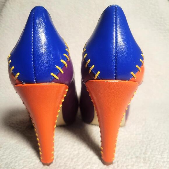 Chinese Laundry Mardi Gras Patchwork Leather High Heel Pumps - Size 6.5 - Picture 4 of 9